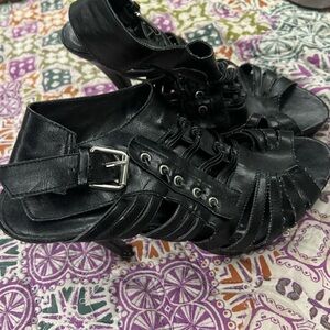 Black Gladiator Heels with Buckle Size 10